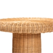Pemberly Row Natural Rattan Scalloped Pedestal Side Table with Round Top