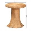 Pemberly Row Natural Rattan Scalloped Pedestal Side Table with Round Top