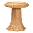 Pemberly Row Natural Rattan Scalloped Pedestal Side Table with Round Top