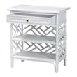 Pemberly Row Chippendale Rattan Nightstand with Drawer and 2 Shelves