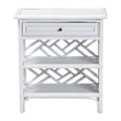 Pemberly Row Chippendale Rattan Nightstand with Drawer and 2 Shelves