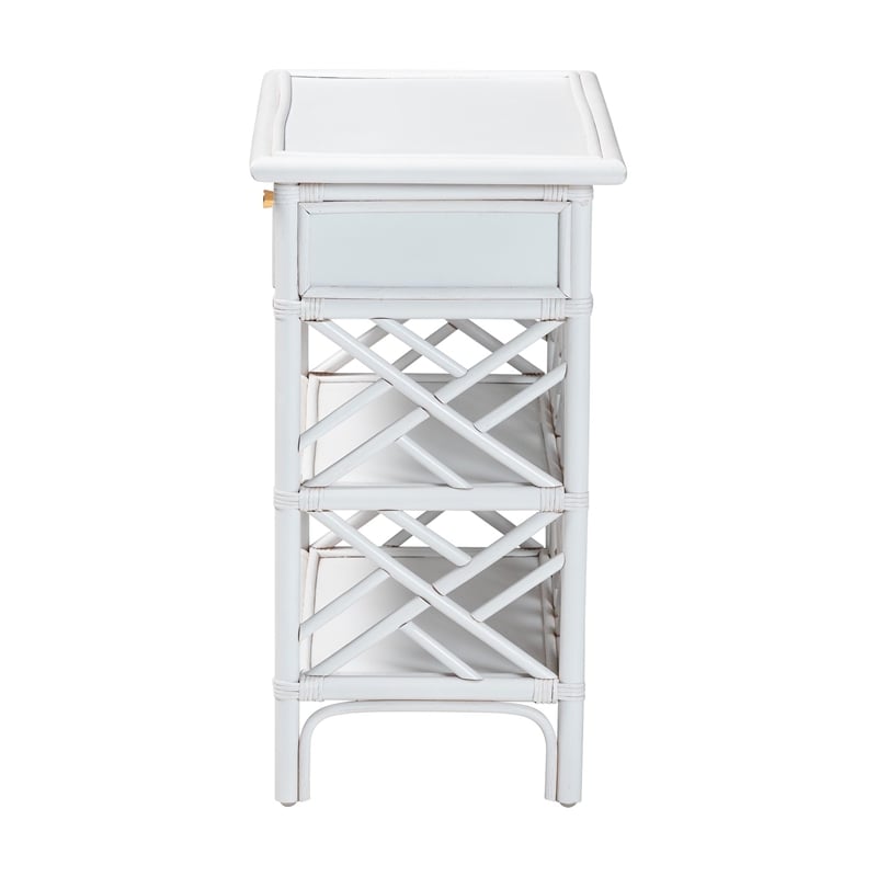 Pemberly Row Chippendale Rattan Nightstand with Drawer and 2 Shelves