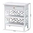 Pemberly Row Chippendale Rattan Nightstand with Drawer and 2 Shelves