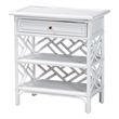 Pemberly Row Chippendale Rattan Nightstand with Drawer and 2 Shelves