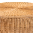 Pemberly Row Round Natural Rattan Coffee Table with Tapered Sides