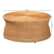 Pemberly Row Round Natural Rattan Coffee Table with Tapered Sides