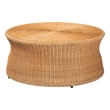 Pemberly Row Round Natural Rattan Coffee Table with Tapered Sides