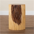 Pemberly Row Hand-Carved Suar Wood Barrel Side Table with Scalloped Edge