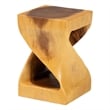 Pemberly Row Hand-Carved Suar Wood Twisted Openwork Side Table