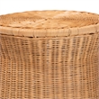 Pemberly Row Round Rattan Drum End Table with Flared Tabletop Edge
