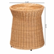 Pemberly Row Round Rattan Drum End Table with Flared Tabletop Edge