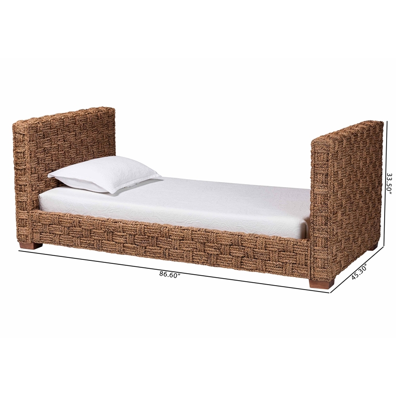 Pemberly Row Handwoven Seagrass Platform Daybed with Basketweave Design