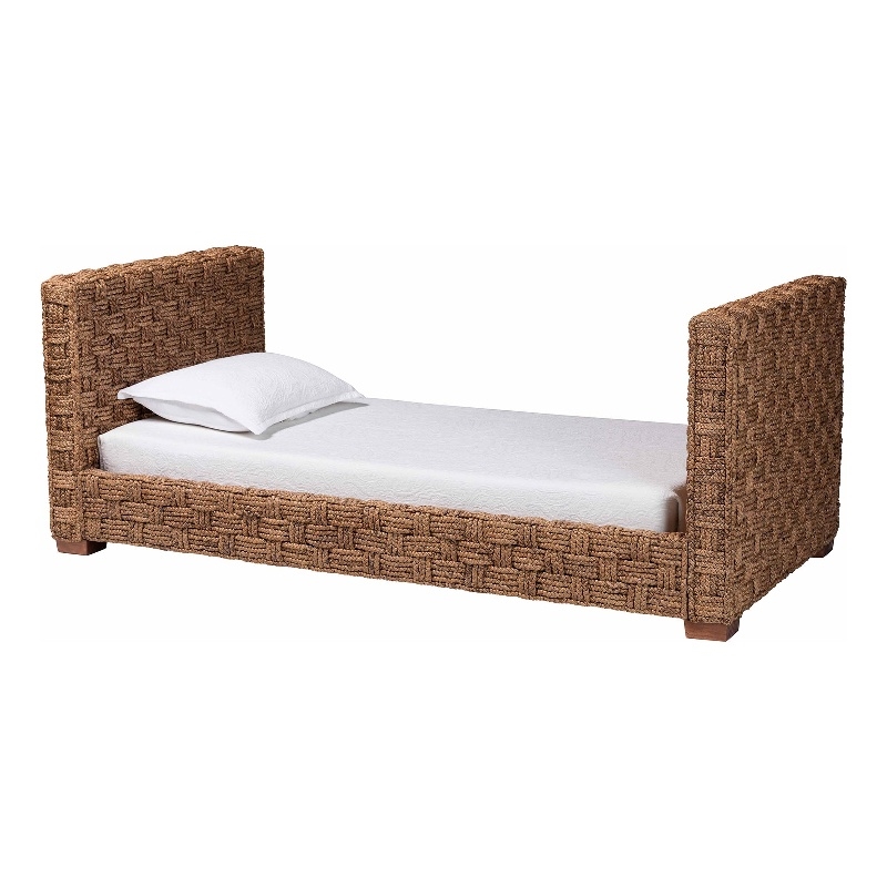 Pemberly Row Handwoven Seagrass Platform Daybed with Basketweave Design