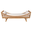 Pemberly Row Natural Rattan Lattice Daybed with Cushion and 2 Pillows