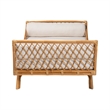 Pemberly Row Natural Rattan Lattice Daybed with Cushion and 2 Pillows