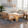 Pemberly Row Natural Rattan Lattice Daybed with Cushion and 2 Pillows