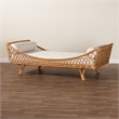 Pemberly Row Natural Rattan Lattice Daybed with Cushion and 2 Pillows