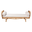 Pemberly Row Natural Rattan Lattice Daybed with Cushion and Pillows