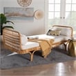 Pemberly Row Natural Rattan Lattice Daybed with Cushion and Pillows