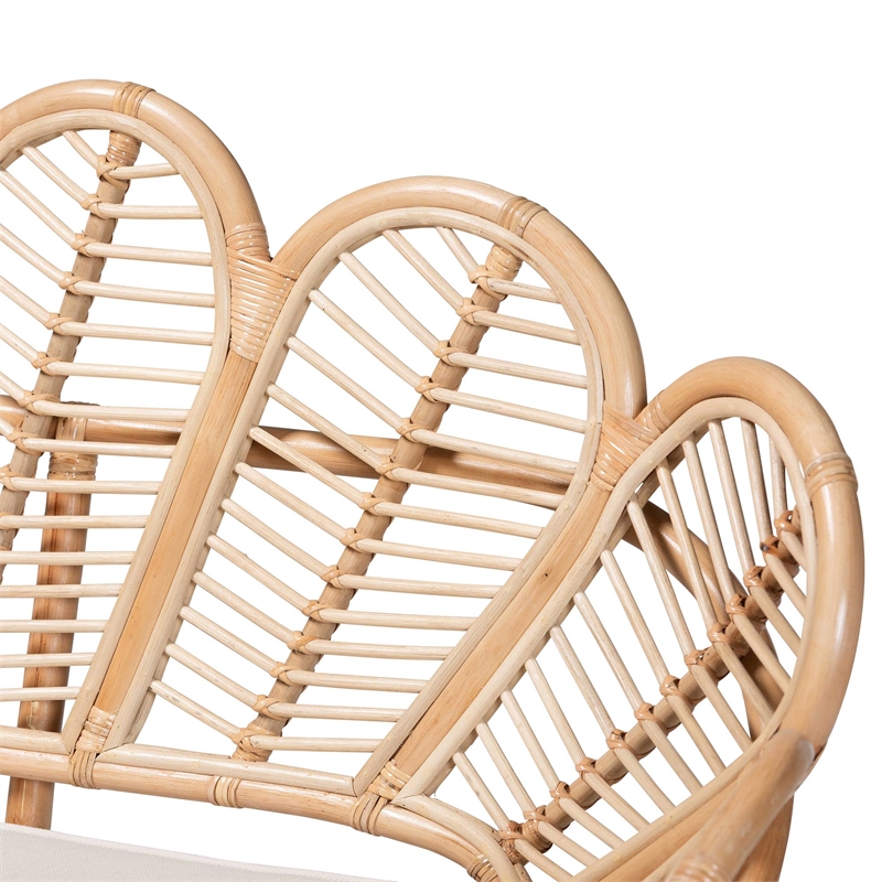 Pemberly Row Flora-Inspired Rattan Accent Bench with Removable Cushion