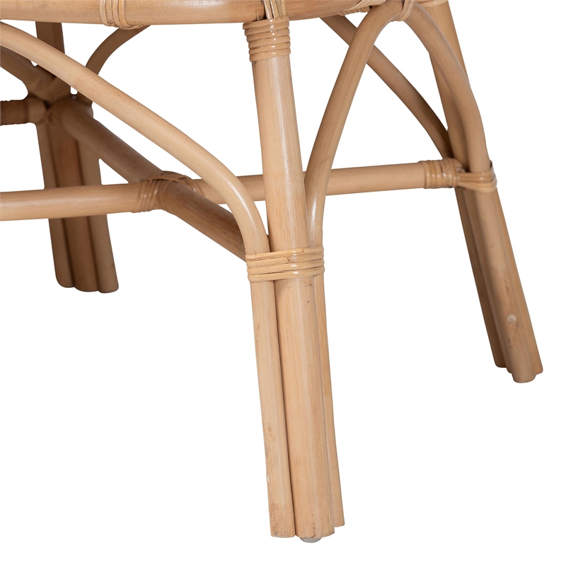 Pemberly Row Flora-Inspired Rattan Accent Bench with Removable Cushion