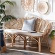 Pemberly Row Flora-Inspired Rattan Accent Bench with Removable Cushion