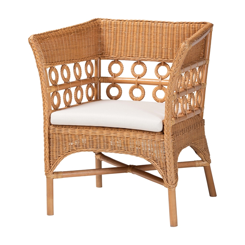 Pemberly Row Light Honey Rattan 3-Piece Living Room Set with Cushions