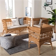 Pemberly Row Light Honey Rattan 3-Piece Living Room Set with Cushions