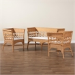 Pemberly Row Light Honey Rattan 3-Piece Living Room Set with Cushions