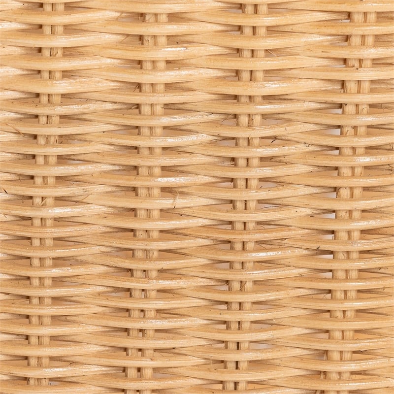 Pemberly Row Light Honey Rattan 5-Piece Dining Set with Scalloped Table