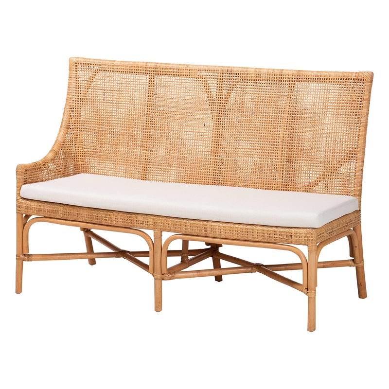 Pemberly Row Light Honey Rattan 3-Piece Dining Nook with Tall Backrests