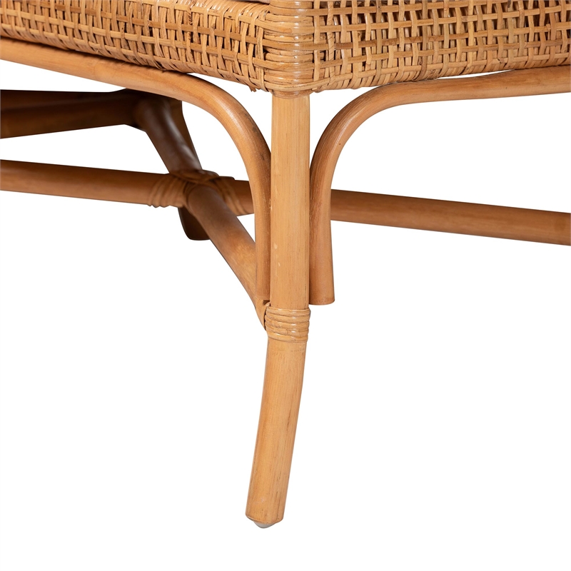 Pemberly Row Light Honey Rattan 3-Piece Dining Nook with Tall Backrests