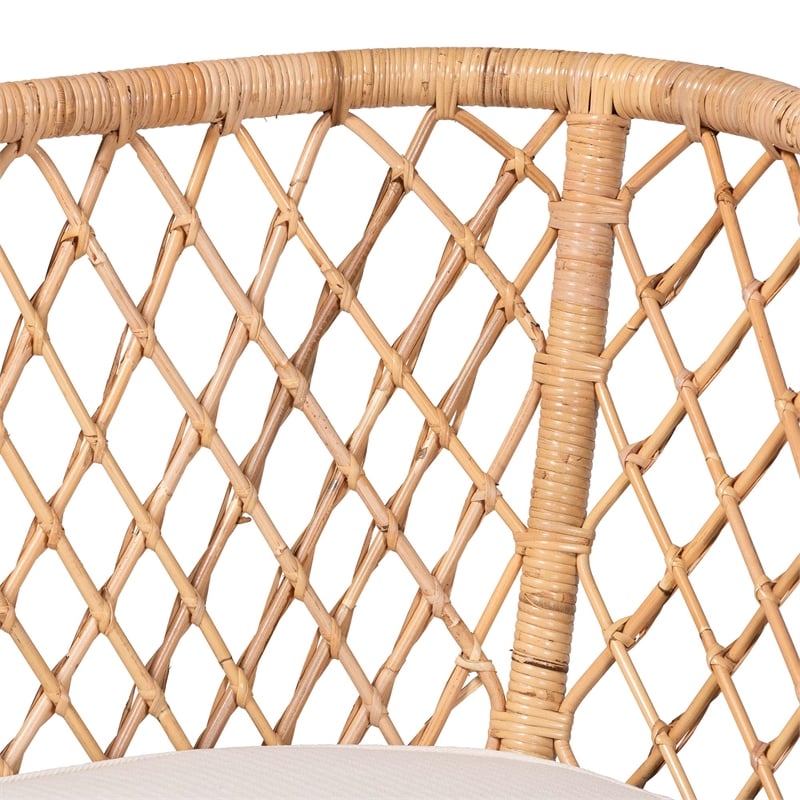 Pemberly Row Light Honey Rattan 3-Piece Dining Nook with Open Weave Design