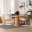 Pemberly Row Light Honey Rattan 3-Piece Dining Nook with Open Weave Design