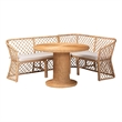 Pemberly Row Light Honey Rattan 3-Piece Dining Nook with Open Weave Design