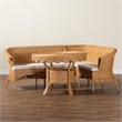Pemberly Row Light Honey Rattan 3-Piece Dining Nook with Scalloped Edges