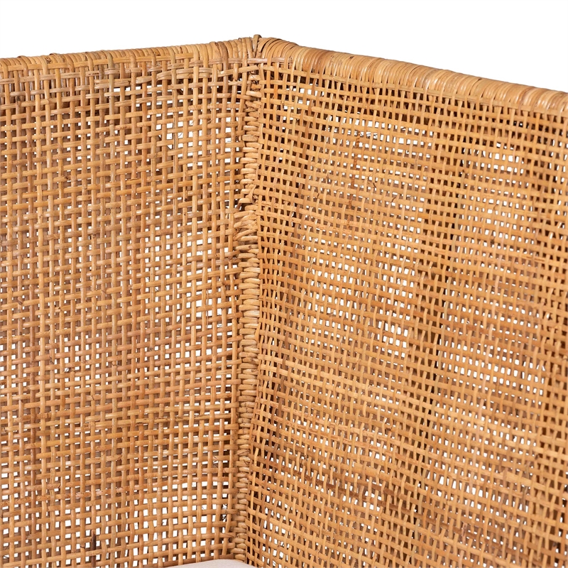 Pemberly Row Light Honey Rattan 3-Piece Dining Nook with Tall Backrests