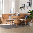 Pemberly Row Light Honey Rattan 3-Piece Dining Nook with Tall Backrests