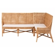 Pemberly Row Light Honey Rattan 2-Piece Corner Bench Set with Tall Backs