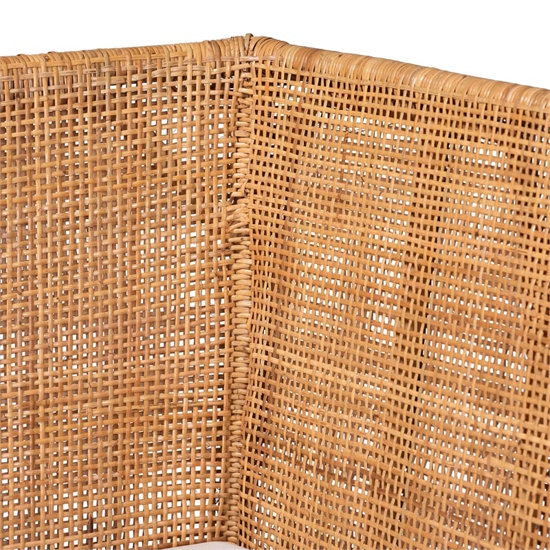 Pemberly Row Light Honey Rattan 2-Piece Corner Bench Set with Tall Backs