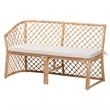Pemberly Row Light Honey Rattan 2-Piece Open Weave Corner Bench Set