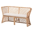 Pemberly Row Light Honey Rattan 2-Piece Open Weave Corner Bench Set