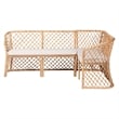 Pemberly Row Light Honey Rattan 2-Piece Open Weave Corner Bench Set