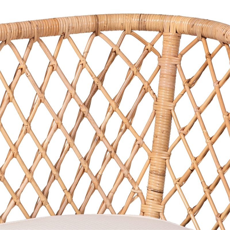 Pemberly Row Light Honey Rattan 2-Piece Open Weave Corner Bench Set