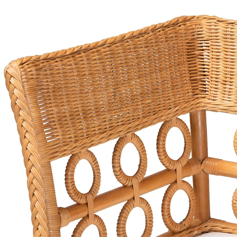 Pemberly Row Light Honey Rattan 3-Piece Dining Nook with Braided Trim