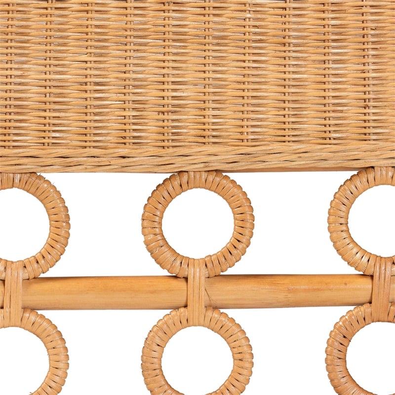 Pemberly Row Light Honey Rattan 2-Piece Avantgarde Dining Bench Set