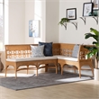 Pemberly Row Light Honey Rattan 2-Piece Avantgarde Dining Bench Set