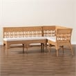 Pemberly Row Light Honey Rattan 2-Piece Avantgarde Dining Bench Set