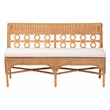 Pemberly Row Light Honey Rattan Armless Dining Bench with Braided Trim