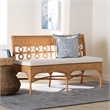 Pemberly Row Light Honey Rattan Armless Dining Bench with Braided Trim